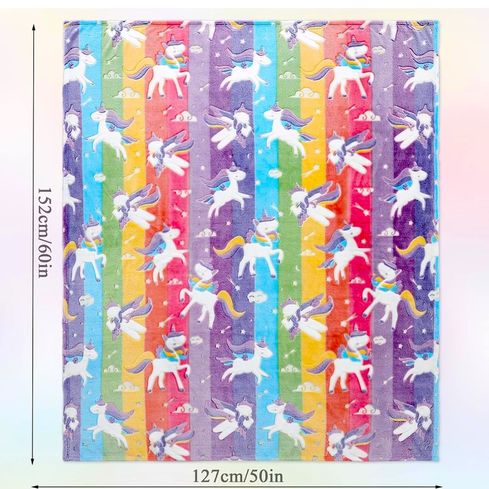 Glow in The Dark Blanket Unicorns Gifts for Girls, Soft Blanket